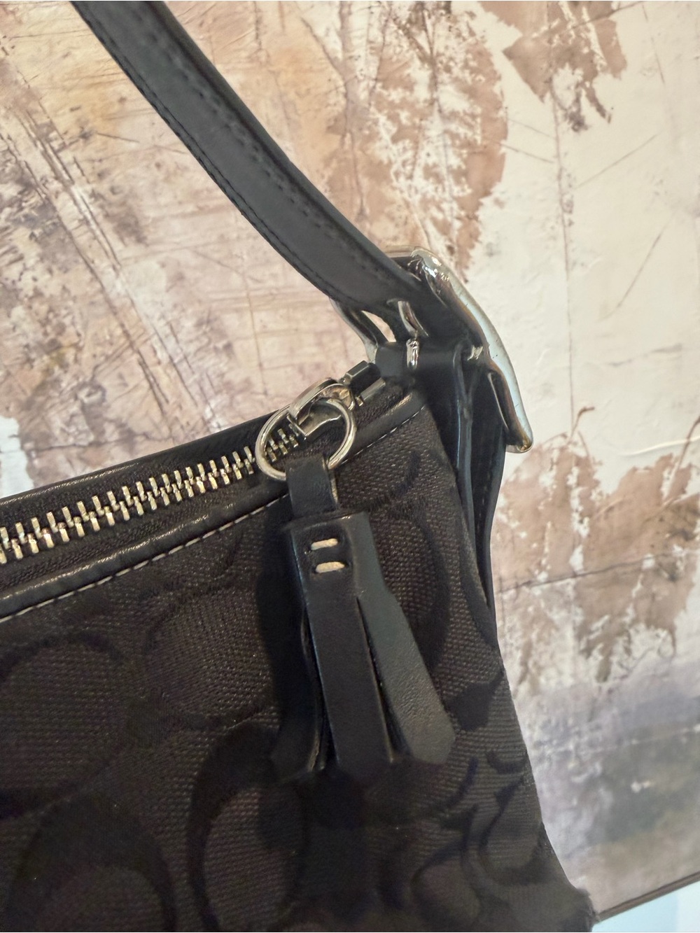 Coach Vintage Hamptons Signature East West Demi Baguette Bag - Black 🖤 - Picture 6 of 13